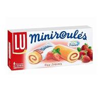 LU Miniroulés à la pulpe de fraise - Gâteaux moelleux de qualité supérieure - Délicieuse pâtisserie moelleuse - 150g de plaisir fruité - Idéal pour les go - Lot De 4 - Vendu Par Lot