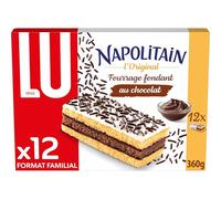 LU NAPOLITAIN - 1 Paquet de 12 Gâteaux Napolitain Gâteaux Individuels Moelleux Fourrés au Chocolat - Idéal pour le Goûter - Format Familial - 360g
