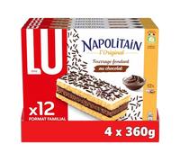 LU NAPOLITAIN - 4 Boîtes de 12 Gâteaux Napolitain Gâteaux Individuels Moelleux Fourrés au Chocolat - Idéal pour le Goûter des Enfants - Format Pocket Pratique - Fabriqué en France - Lot de 4x360g