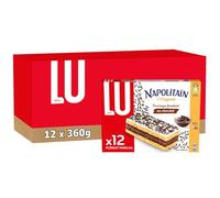 LU - Napolitain L'Original - Gâteau Moelleux au Fourrage Fondant au Chocolat - Idéal Goûter, Petit Déjeuner, Snack - Lot de 12 Boîtes de 12 Napolitains
