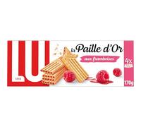 LU - PAILLE D'OR - 1 Paquet de Paille d'Or Framboise - Gaufrettes Fourrées à la Framboise - Biscuits aux Fruits - Idéal pour le Goûter - 170g