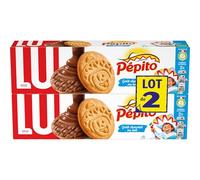 LU PEPITO - 2 Paquets de Biscuits Pépito Nappé au Chocolat au Lait - Biscuits au Chocolat - Idéal pour le Goûter - Format Familial - Lot de 2x192g