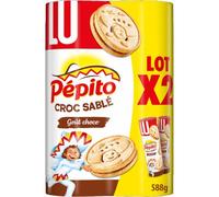 Lu Pépito - Croc'Sablé - Biscuits au Chocolat - Format Familial - 2x294g | 2 Paquets | Biscuits croustillants sablés au chocolat | Format familial idéal pour le goûter