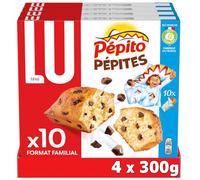 LU PEPITO - 4 Boîtes de 10 Gâteaux Pépito Pépites de Chocolat - Gâteaux Moelleux et Pépites de Chocolat - Pack Familial Format Poche - Idéal pour le Goûter - Fabriqué en France - Lot de 4x300g