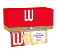 LU - Petit Ecolier Chocolat Blanc - Petit Beurre & Tablette de Chocolat Blanc - Idéal Goûter, Petit Déjeuner, Snack - Lot de 14 Paquets de 150 g