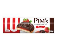LU PIM'S - 1 Paquet de Biscuits Pim's à la Fraise - Génoise Gourmande, Cœur Fraise, Coque Chocolat - Format pour le Goûter - Biscuits Fruits Chocolat - 150g