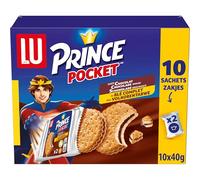 LU PRINCE - 1 Paquet de 10 sachets de 2 Biscuits Prince de LU Chocolat Pocket - Biscuits Fourrés au Chocolat - Blé Complet et Riche en Céréales - Idéal pour le Goûter des Enfants - 400g