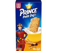 LU PRINCE - 1 Paquet de 6 sachets de 4 Biscuits Prince de LU Petit Dej - Biscuits Riches en Céréales et Pépites de Chocolat - Source de Fibres - Petit Déjeuner des Enfants - 300g