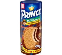 LU PRINCE - 1 Rouleau de Prince de LU Chocolat & Multicéréales - Biscuits Fourrés au Chocolat - Blé Complet et Riche en Céréales - Biscuits Gourmands - Idéal pour le Goûter des Enfants - 293g