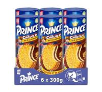 LU PRINCE - 6 Rouleaux de Prince de LU Chocolat - Biscuits Fourrés au Chocolat - Blé Complet et Riche en Céréales - Biscuits Gourmands Croustillants - Idéal pour le Goûter des Enfants - Lot de 6x300g