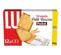 LU - Véritable Petit Beurre - 1 Paquet de 12 Sachets de 3 Biscuits Petit Beurre - Format Pocket en Sachets Individuels - Idéal pour un Goûter Gourmand - 300g