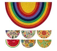 LUA VIKA Paillasson Exterieur Entree Demi Lune - Arc en Ciel - 40x70 cm - Tapis Entree Exterieur Antidérapant - Tapis Coco Interieur - Paillasson Coco Original