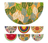 LUA VIKA Paillasson Exterieur Entree Demi Lune - Feuilles - 40x70 cm - Tapis Entree Exterieur Antidérapant - Tapis Coco Interieur - Paillasson Coco Original