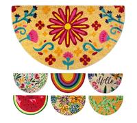 LUA VIKA Paillasson Exterieur Entree Demi Lune - Floral - 40x70 cm - Tapis Entree Exterieur Antidérapant - Tapis Coco Interieur - Paillasson Coco Original