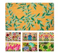 LUA VIKA Paillasson Exterieur Entree - Feuilles Vertes - 40x70 cm - Tapis Entree Exterieur Antidérapant - Tapis Coco Interieur - Paillasson Coco Original