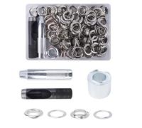 Luabue 100 Sets Trousse Oillets 18mm Kit Grommets Oeillets en Métal avec 3 Outils Œiillets en Métal Œiillet Couture pour Bâche Ceinture Chaussures Les Sacs en Cuir (18mm)