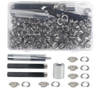 Luabue 140 Sets Trousse Oillets 8mm Kit Grommets Oeillets en Métal avec 4 Outils Œiillets en Métal Œiillet Couture pour Bâche Ceinture Chaussures Les Sacs en Cuir (8mm)