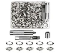 Luabue 16mm Kit de Grommets Eyelets Outils 100PCS Œillets et 100PCS Rondelle Metal Ensembles Oeillet Grommet Kit avec Outil Socle Poinçon pour Bâches Tentes Cuir