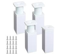 Luabue 4 Pièces Pieds de Meuble Reglable 12 CM Carrés Blancs | Pieds de Table Metal en Alliage d'Aluminium, Pieds de Lit pour Tables, Armoires, Canapés, Etagères