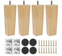 Luabue 4 Pièces Pieds de Meubles en Bois Carrés Pieds de Table pour Sofa Lit Tiroir Fauteuil Table de Nuit Armoire (15cm)