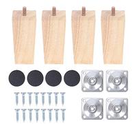 Luabue 4 Pièces Pieds de Meubles en Bois Carrés Pieds de Table pour Sofa Lit Tiroir Fauteuil Table de Nuit Armoire (10cm)