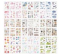 Luabue 54pcs Stickers Scrapbooking Autocollants Motif Sea Animal Décoratif Carnet de Voyage 9 Modèles pour Scrapbook Album Photo Journal Calendrier Carnet De Notes Agenda