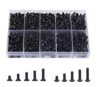 Luabue 720 Pièces Jeu de Vis Noir Vis à Six Pans Creux M3 Vis Boulons et Écrous Kit Vis à Tête Fraisée M3 à Tête Plate Hexagonale Assortiment Kit