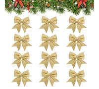 Luabue Lot de 12 Nœuds de Sapin de Noël, Décorations de Nœuds de Noël, Décorations de Nœuds de Noël pour Fêtes, Banquets, Arbres de Noël, Décorations de Noël (Jaune)