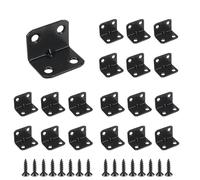 Luabue Lot de 24 équerres d'angle en métal noir pour bois, 30 x 23 x 23 mm, équerres à angle droit avec vis pour fixation d'étagères et de meubles