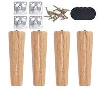 Luabue Lot de 4 pieds de canapé en bois de 20 cm avec coussinet de protection en caoutchouc et vis pour commode, table, armoire, meuble TV - 20,3 cm