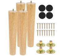 Luabue Lot de 4 pieds de table en bois de 30,5 cm - Pieds de chaise - Pieds de meubles en caoutchouc massif - Pieds de rechange pour canapé, lit, commode - Avec coussinets de protection en caoutchouc