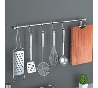 Luabue Porte Ustensiles Cuisine Mural Inox Porte-ustensiles de Cuisine en Acier Inoxydable Barre de Crédence Cuisine Inox 40cm Crochet pour Ustensiles de Cuisine avec 7 Crochets