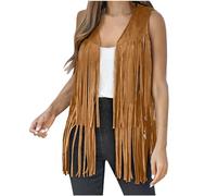 Luadnysin Cowboy Femme Tenue Annee 70 Déguisement Indienne Gilets Hippie Deguisement Coachella Gilet sans Manche pour Grande Taille