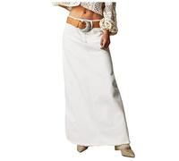 Luadnysin Jupe Femme Courte en Jean Noir Blanche Pirate Ete Noire Taille e Jupes Mini Été Droite Jeans Gothique Grande Hiver Longue Patineuse Cuir Elastique Écossaise Micro Sexy Chic Crayon