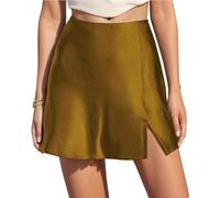 Luadnysin Jupe Longue Jupes Femme Noire Leopard Blanche Ete Fluide Noir Plissee Satin Rouge Jaune Trapeze Plissée Chic Et Elegant Fille Mini Droite Mi Courte Crayon en Patineuse