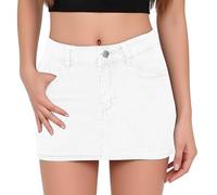 Luadnysin Jupe Noire Femme Courte Blanche Short Jean Noir Chic Skirt Jupes White Taille e Mini Jeans Tutu Hiver en Elastique Ete Micro Et Elegant Satin Grande Droite Crayon Été Longue