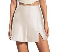 Luadnysin Mini Jupe Satin Femme Blanche Courte Noire Rouge Danse Classique Jupes Trapeze Sequins Patineuse Longue Plissée Fluide Plissee Noir Et Jupes-Shorts Fille Crayon Pirate Droite