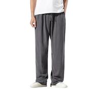 Luadnysin Pantalon Large Homme en Lin D'été Fluide Uni Vetement Ete Cargo Décontracté Été Sarouel Cuisine Blanc Jogging Pants Habillé Pantacourt Toile Leger Yoga Africain Bermuda Long Vêtements Rouge