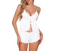 Luadnysin Pyjama Femme Satin Soie Short Pyjashort Ensemble Caraco Pyjamasques Sexy Vêtements De Nuit Été Lingerie Nuisette Pyjamas Vetement Ete Pijamas Hiver Lounge Set Pijama