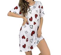 Luadnysin Vêtements De Nuit Femme Bas Pyjama Robe Liquette Courte Robes Grandes Tailles pour Femmes Rondes Chemise Nuisette Coton Sexy Chic Chambre Bohème Grande Taille Tenue Interieur Été Légère #