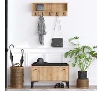 Luana meuble d'entrée avec meuble à chaussures banquette et vestiaire mural en b