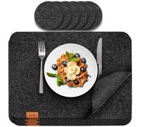Luana Rose Sets de Table Rectangulaire en Feutre en Anthracite - Set de 12 - Set de Table Lavable - 44x32 cm sous-Verres en Feutre - Dessous de Table Set de Table et Verre Set de Dessous de Verre