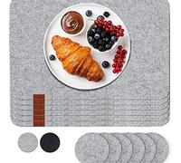 Luana Rose Sets de Table Rectangulaire en Feutre en Gris - Set de 12 - Set de Table Lavable - 44x32 cm sous-Verres en Feutre - Dessous de Table Set de Table et Verre Set de Dessous de Verre