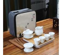 LUAND Service à Boissons Kung Fu, Service à thé de Voyage, Tasse à thé Portable en céramique, Porcelaine, Tasse à thé Gaiwan, théière de cérémonie du thé