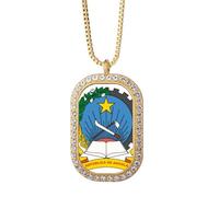 Luanda Angola Collier avec pendentif emblème national en cristal de diamant Doré