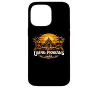 Luang Prabang Temple du Coucher de Soleil au Laos Design Voyage Coque pour iPhone 14 Pro Max