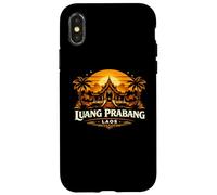 Luang Prabang Temple du Coucher de Soleil au Laos Design Voyage Coque pour iPhone X/XS