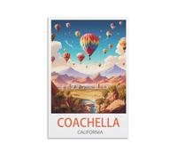 LuaNi Poster de voyage vintage Coachella California - Impression sur toile - Décoration murale moderne pour chambre à coucher - 30 x 45 cm