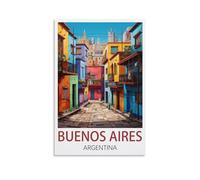 LuaNi Poster vintage de Buenos Aires Argentine sur toile - Décoration murale moderne pour chambre à coucher - 40 x 60 cm