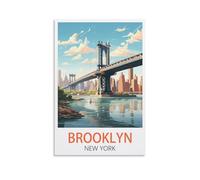 LuaNi Poster vintage sur toile Brooklyn New York - Décoration murale moderne pour chambre à coucher - 30 x 45 cm